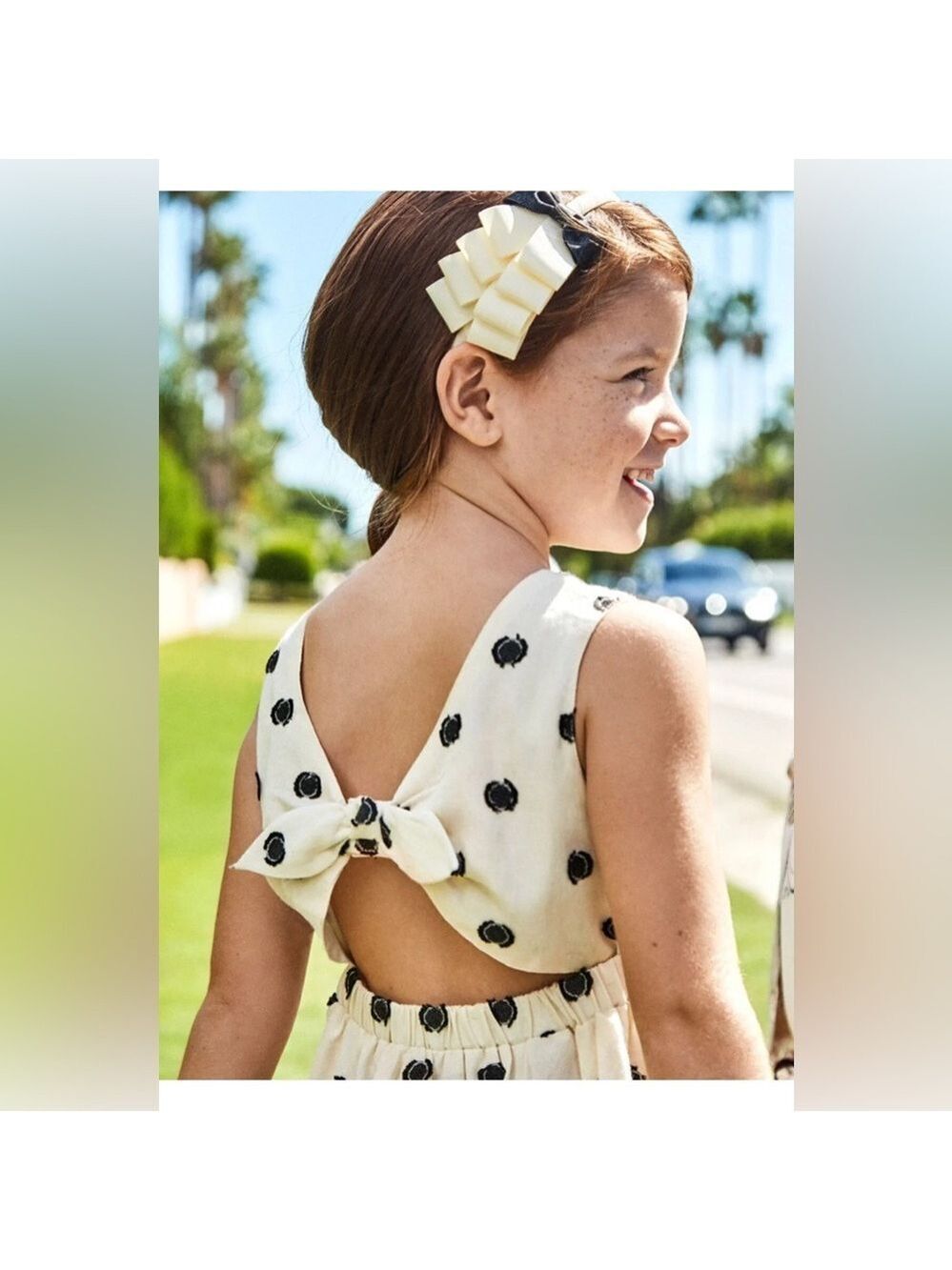 Size 8 Girls Mayoral Black and White Polka Dot Kids Dress